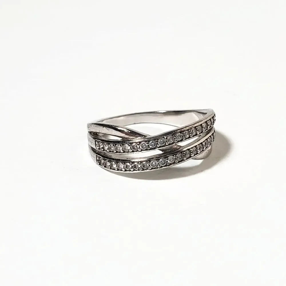 Sterling Silver Cubic Zirconia CZ Ring Signed IBB CN Size 9.25